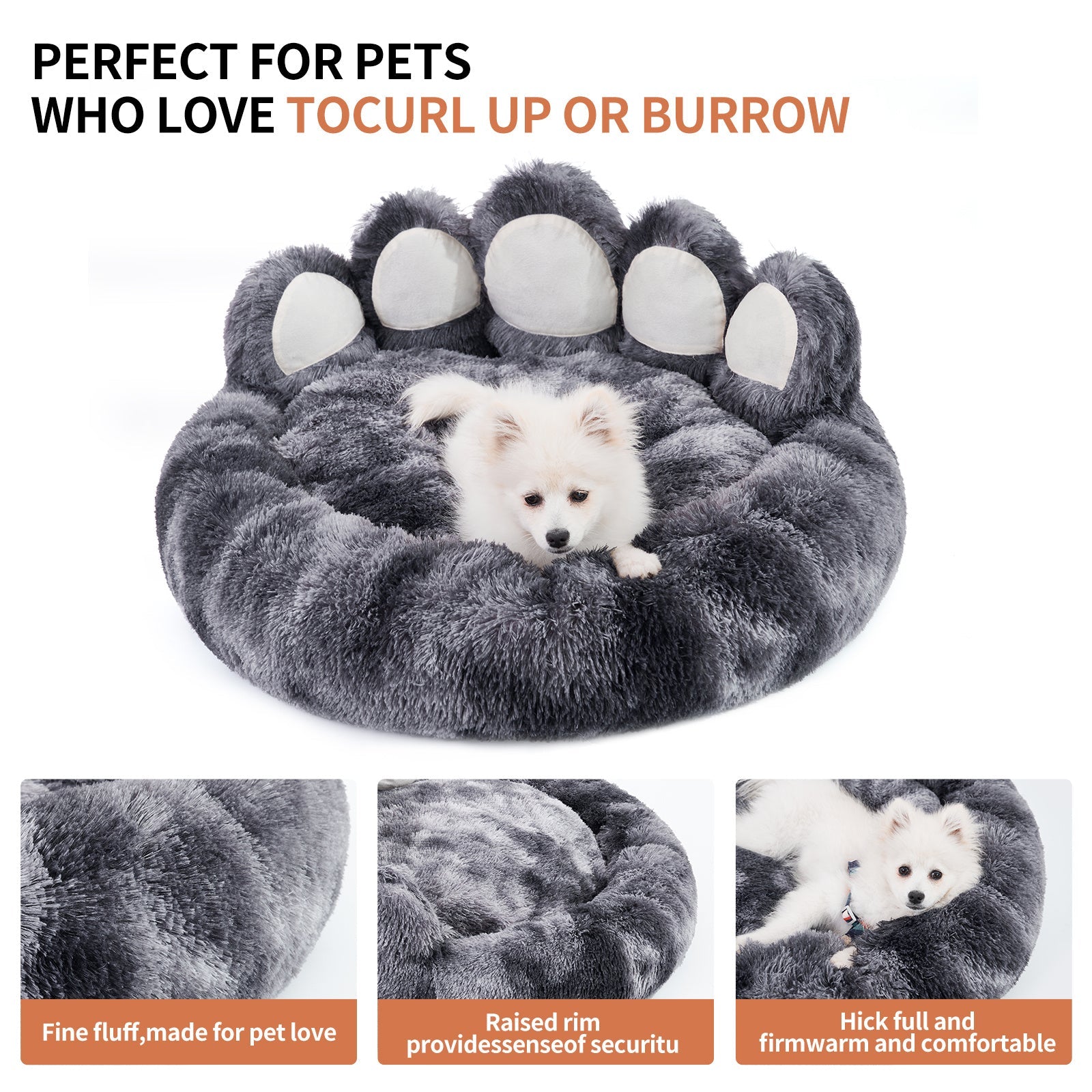 Plush Bear Paw Pet Bed
