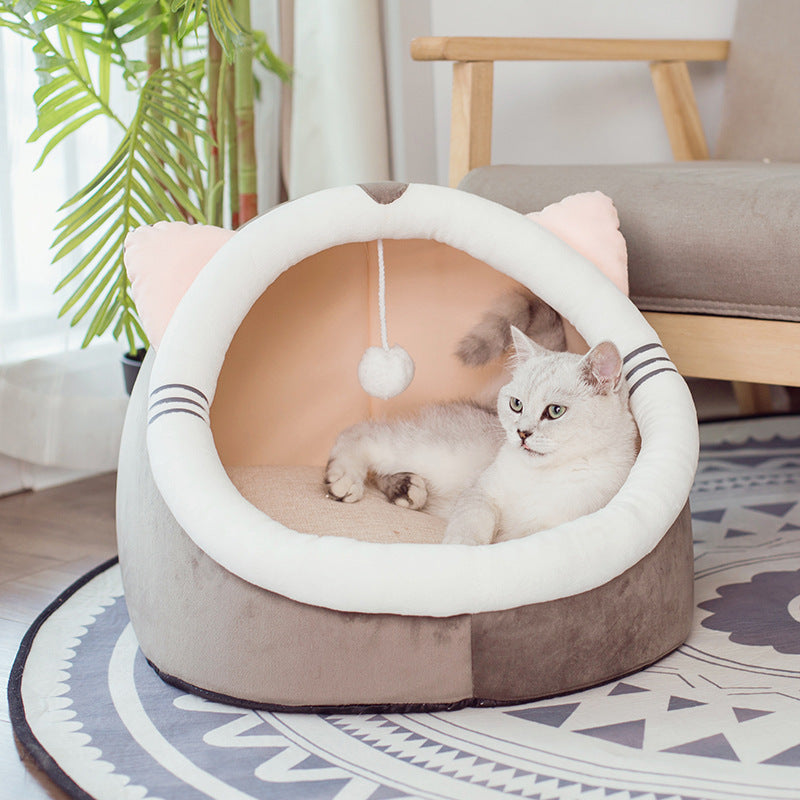Closed Velvet Cat Litter House