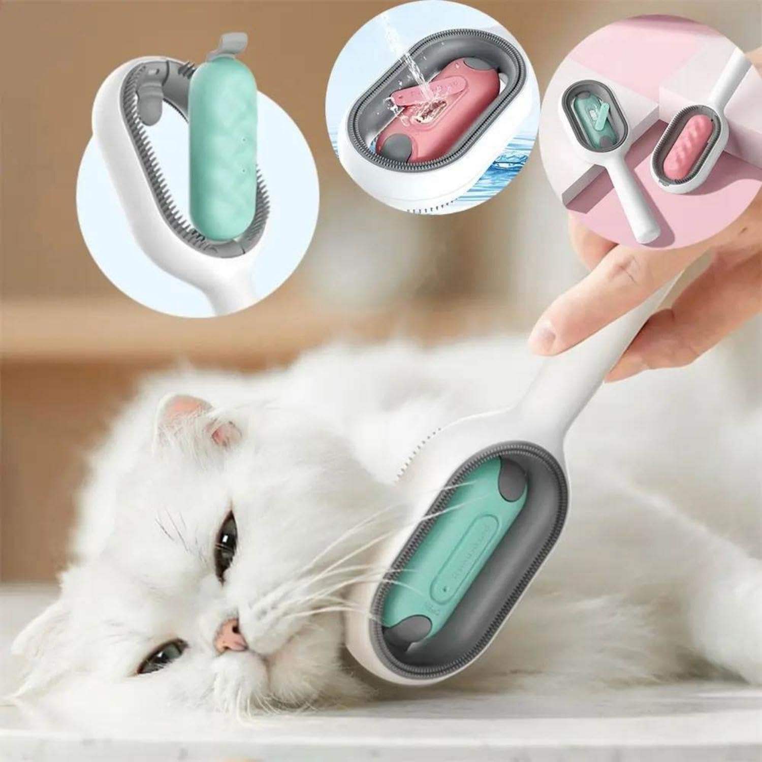 4-in-1 Cat Grooming Brush with Water Tank