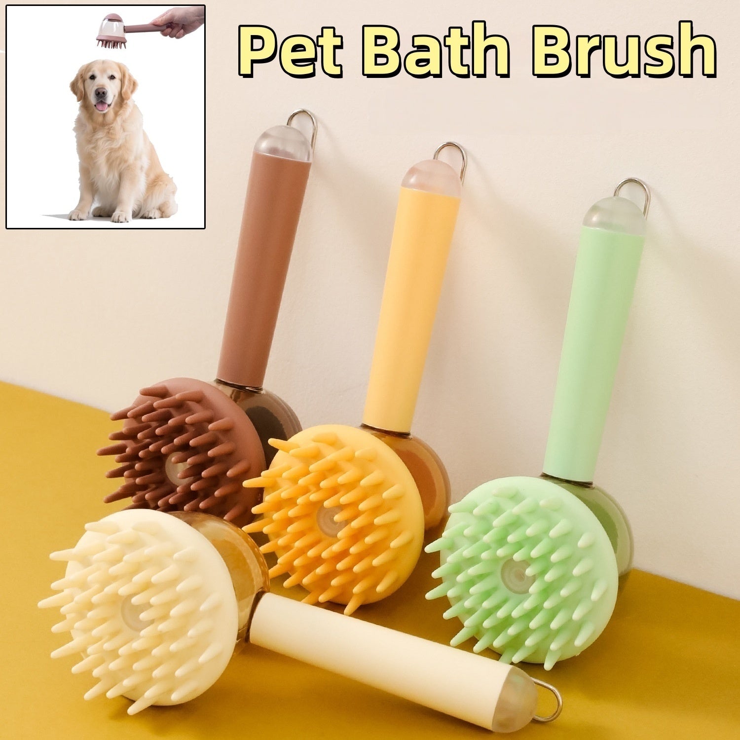3-in-1 Pet Bath & Grooming Brush
