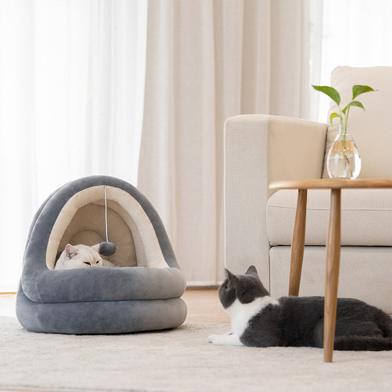 Cozy Cat House Bed with Mat